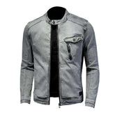 Chaqueta vaquera biker gris claro